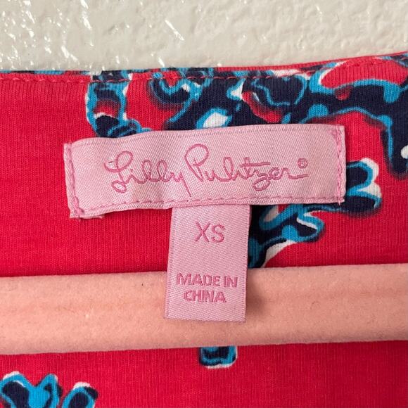 Lilly Pulitzer Dress Womens Size XS Pink Blue Mini Coral Reef Jersey Knit Beach - Picture 9 of 11